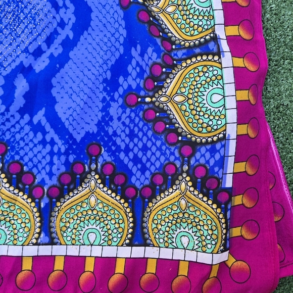 Bell Pepper One Size Maxi Vibrant Multicolor Kaftan Dress Shiny Tiny Gold Studs - Picture 12 of 16